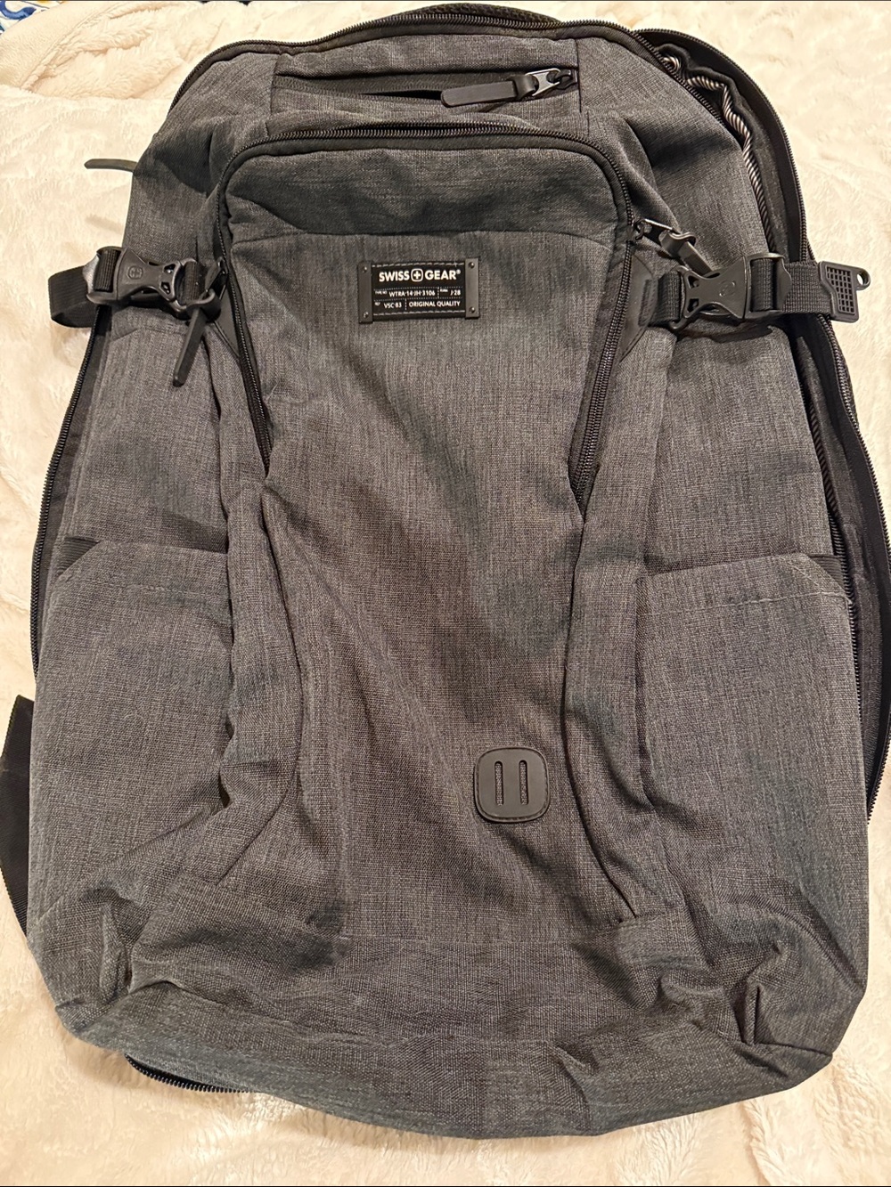 SwissGear Gray Travel Backpack with Multiple Pockets